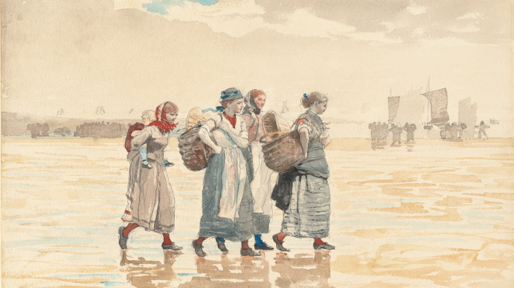 Four Fishwives on the Beach: painting by Winslow Homer