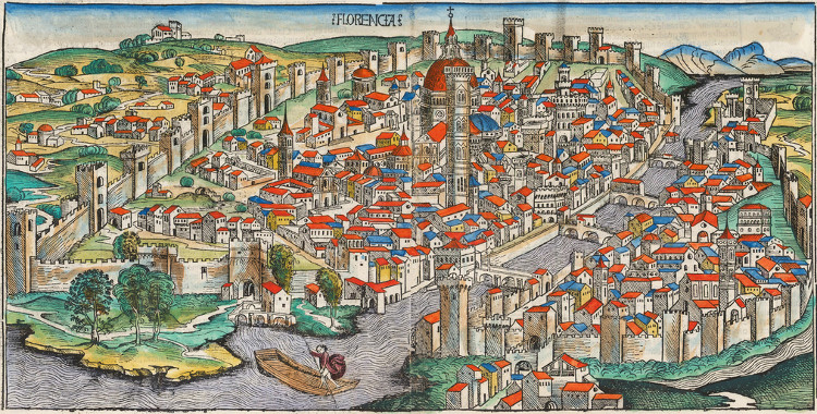 Woodcut of Florence (Firenze), Italy, from the Nuremberg Chronicle