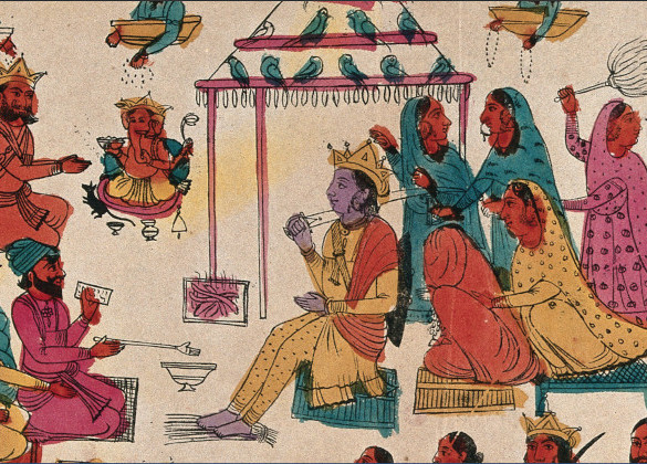 Marriage of Rama to Sita with Brahmins making fire sacrifice